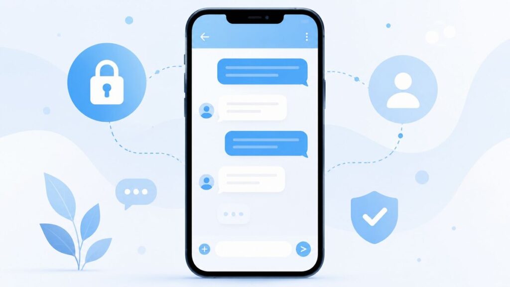 Illustration showing how internet DMs work in a private, secure conversation