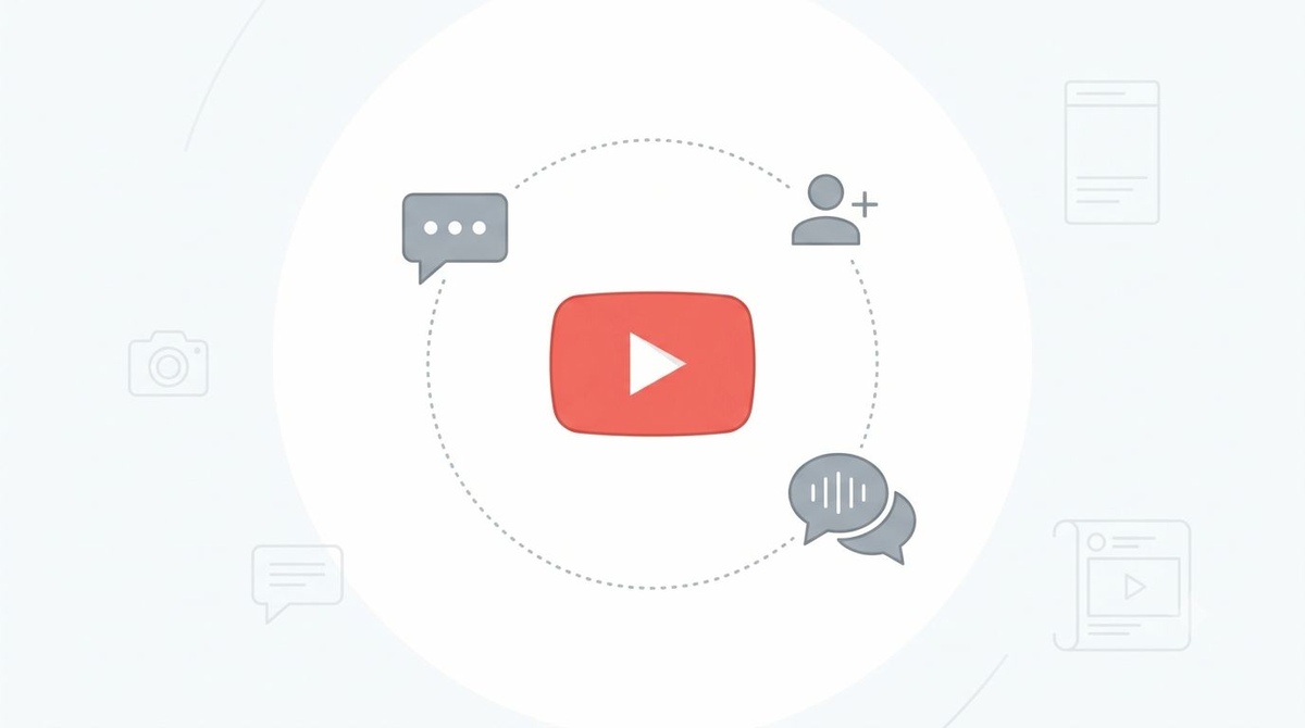 Is YouTube social media? Icon illustration showing video, comment, and follow features
